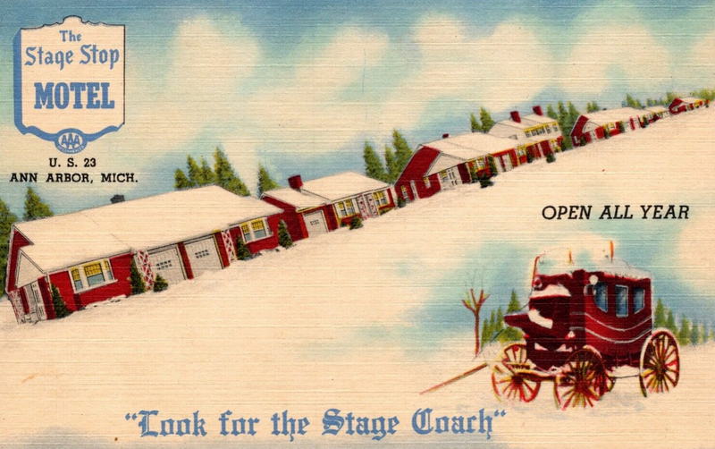 Stage Stop Motel - Old Postcard